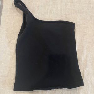 TNA Black One Shoulder Crop Top, Size XXS